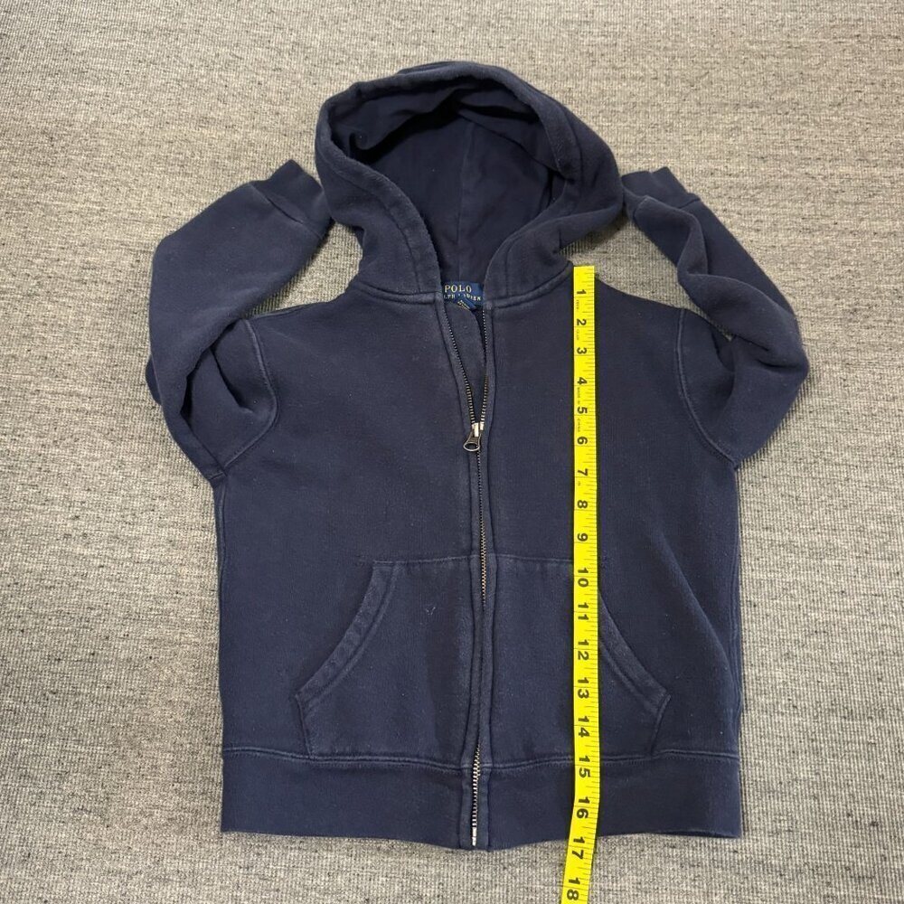 Polo Ralph Lauren Unisex Kids Navy Blue Full Zip Hooded Sweatshirt Size 6 120/60 - Picture 5 of 15